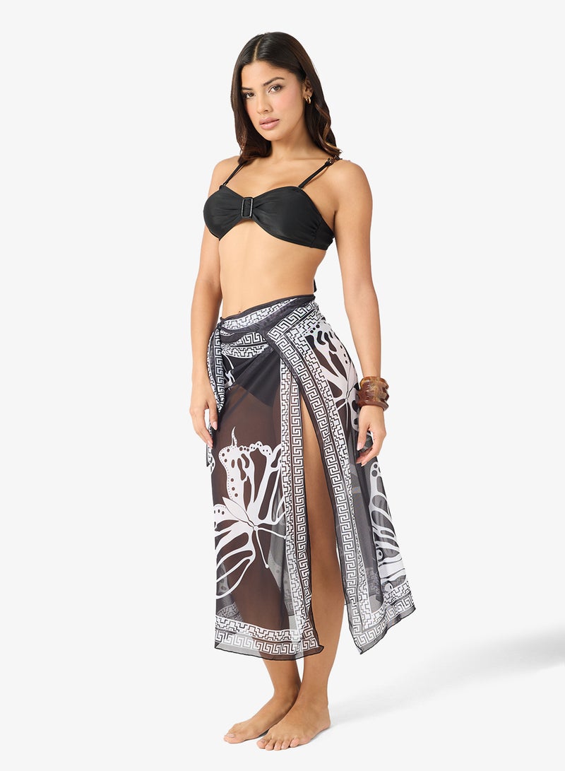 جينجر مجموعة بيكيني من 3 قطع بطبعة زهور مع سارونج تغطية - Image 1